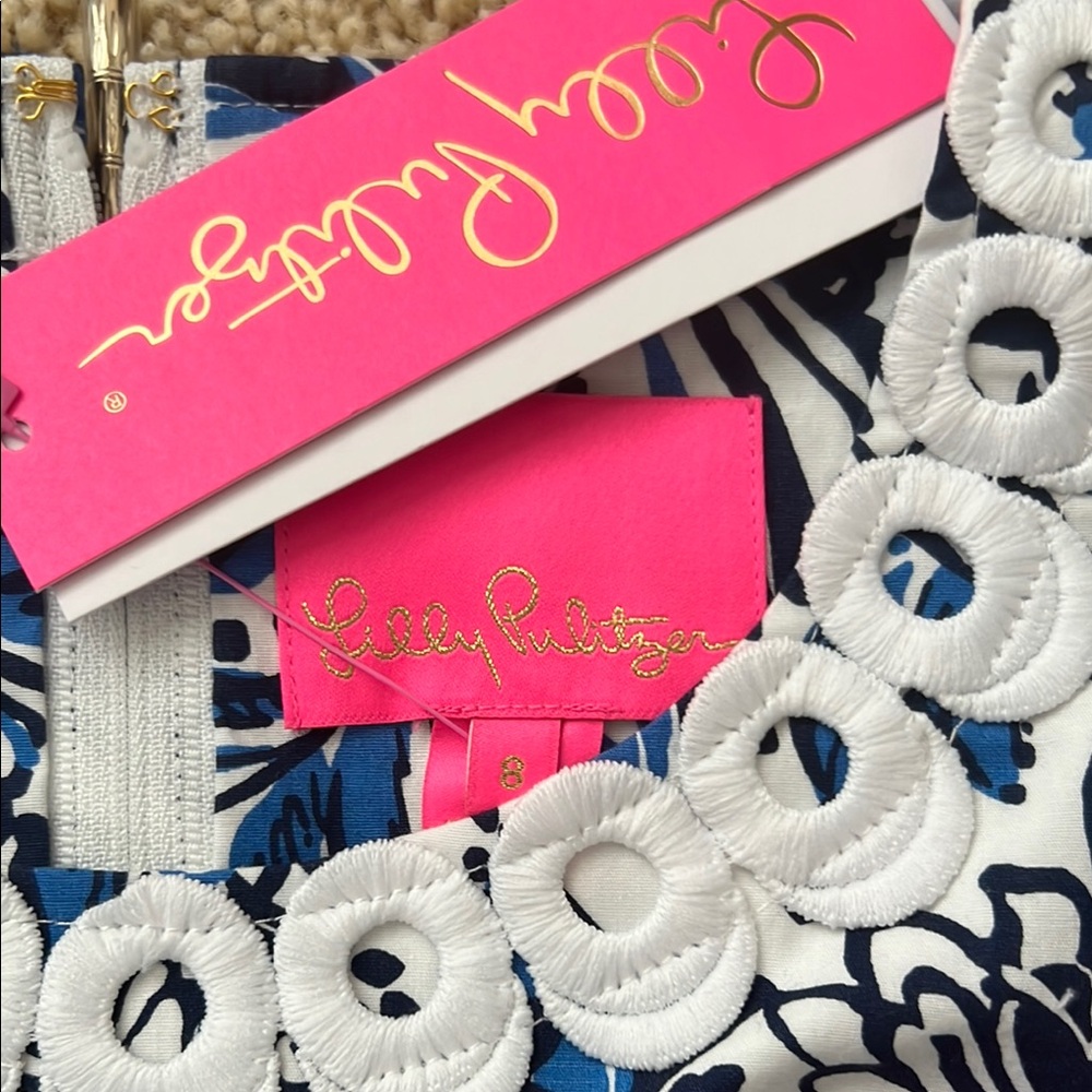 Lilly Pulitzer Blue and White Dress NWT Size 8 - Picture 5 of 6